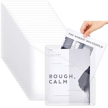 Imagem de Seajan 48 peças de pastas de fichário translúcido de poliéster translúcido para fichário com 3 furos e 3 pastas de plástico para documentos de papel (branco)