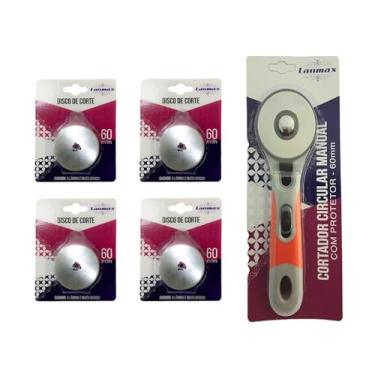 Imagem de Cortador Circular Manual Lâmina 60mm + 4 Discos Refil Cabo Emborrachado LM-60 Protetor Ideal Para Trabalhos Em Tecido, Papel Eva Esta Ferramenta Prática Inclu Lâminas Adicionais De Reposição