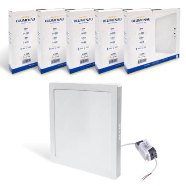 Imagem de 5x Painel Led Plafon Quadrado Sobrepor 18w Luz Neutra 4100K