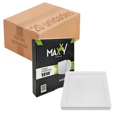 Imagem de 20x Painel Plafon Led Sobrepor Quadrado 18w Amarelada 3000k