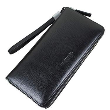 Imagem de Bolsa de mão masculina de couro genuíno com alça tipo clutch da BALIDIYA, Black-large, One Size