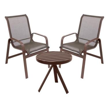 Imagem de Conjunto De 2 Poltronas/Cadeiras com 1 Mesa Lateral Aluminio - Sarah M