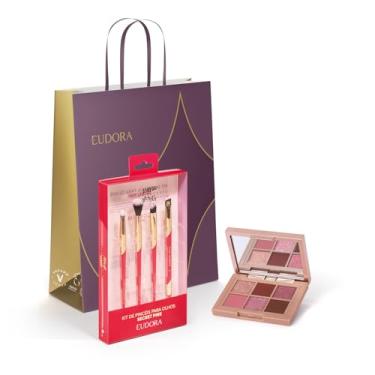 Imagem de Combo Presente Natal Niina Secrets: Paleta de Sombras Shine 5,4g + Kit Pinceis para Olhos + Sacola