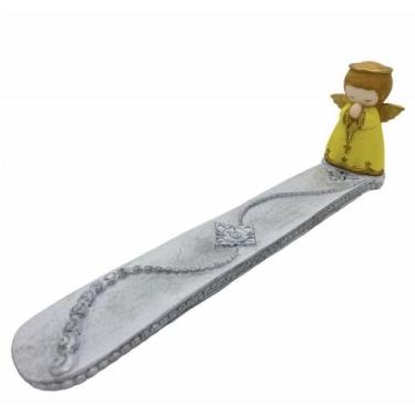 Imagem de Incensário Régua Anjo Amarelo Em Resina 24 Cm - Bialluz Presentes