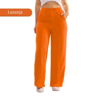 Imagem de Calça Feminina Pantalona Cintura Alta Soltinha Tecido Duna Com Bolso C