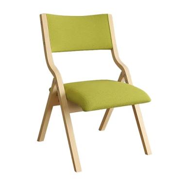Imagem de Cadeiras de jantar dobráveis de madeira portáteis com assento estofado de linho - cadeiras dobráveis para escritório, festa, evento - verde