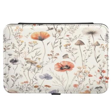 Imagem de Burbuja Caixa de joias de viagem floral para presente para mulheres e meninas, estojo de joias portátil de couro PU organizador para brincos, anéis, colares e pulseiras