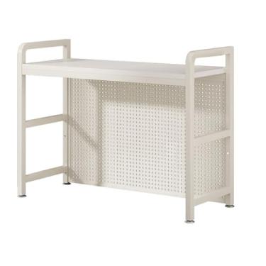 Imagem de Estante de mesa para mesa de computador, prateleira de bancada com moldura de metal e placa perfurada, rack organizador de armazenamento independente para escritório em casa