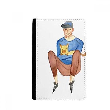 Imagem de Carteira Miaoji com pintura em aquarela, gato, meninos, passaporte, Notecase Burse