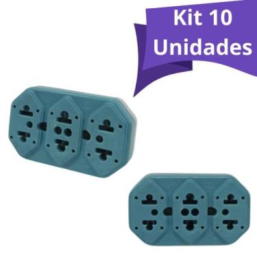 Imagem de Kit 10un adaptador de tomada benjamin 10a e 20a - spm, flat - 10