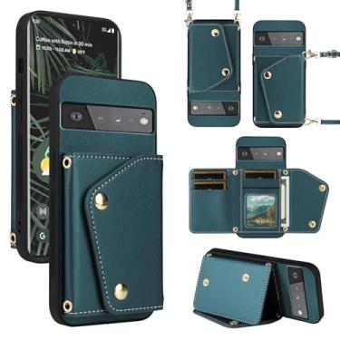 Imagem de Dibosom Capa carteira de luxo para Google Pixel 6 Pro com 5 compartimentos para cartões, fina e fina e alça de ombro, suporte para cartão de crédito, capa para celular para Pixel6Pro, Pixel6, XL, 6XL,
