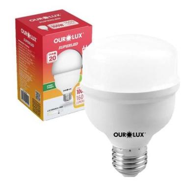 Imagem de Kit 5 Lampada Bulbo 20w Branco Frio 6500k Alta Potencia E27 - Ourolux