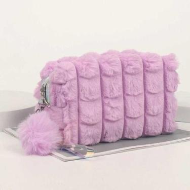 Imagem de Nécessaire Pelúcia Estojo Maquiagem Mini Bolsa - NoBrand, Lilás