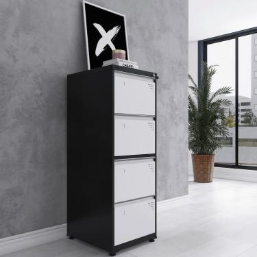 Imagem de Gaveteiro Arquivo De Aço 4 Gavetas 136,2x47x57 Cm Preto/branco