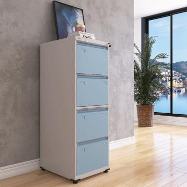 Imagem de Gaveteiro Arquivo De Aço 4 Gavetas Of04sltcm Cinza/azul