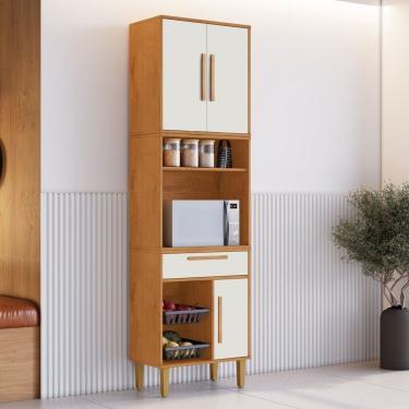 Imagem de Paneleiro Torre Quente 3 Portas 1 Gaveta Com Fruteira Lorena Nature/off White