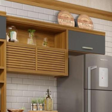 Imagem de Armário Aéreo 2 Portas 1 Nicho Princesa Nesher Móveis, Freijó/Grafite