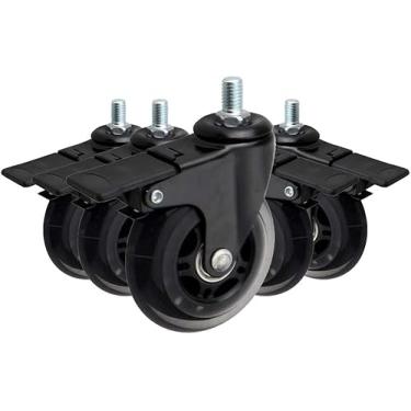 Imagem de 5 Peças De Cadeiras De Escritório Giratórias Giratórias 75 Mm Com Haste Rosqueada Silenciosa Rodízios Para Móveis Universal M10 / M12 Rodas Com Freio Giratório, Swivel, M10
