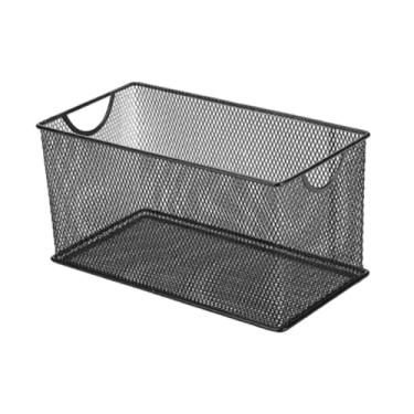 Imagem de DimyFew Caixa de Armazenamento de Malha Aberta de com Alças, Caixa de Armazenamento de CD de Malha de Metal para Armário de em Casa, Preto