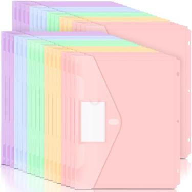 Imagem de Forvencer Bolso para fichário, pacote com 36 pastas de plástico super pesadas com fecho apertado, pastas de fichário com carregamento lateral, bolso para fichário com 3 anéis, divisórias de fichário