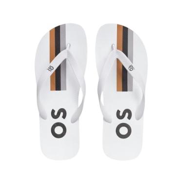 Imagem de Chinelo Masculino Conforto Antiderrapante – Resistente, Estilo Casual e Praia (Branco - Marrom, BR, Adulto, Numérico, M, 38)