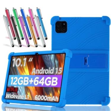 Imagem de elitegadget Capa para tablet Android Callsky-Tab, tablet Android 15 de 10,1 polegadas (Cpad 10) - Capa leve de silicone com 1 caneta stylus aleatória (azul)