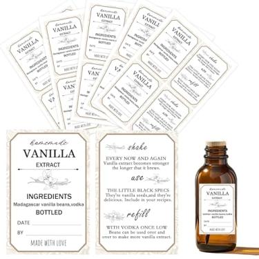 Imagem de Adesivos caseiros de extrato de baunilha de 3,8 x 6,8 cm com instruções, adesivos de extrato de vodka e feijão de baunilha de Madagascar para garrafas de ervas feitas à mão, despensa de cozinha, jarra