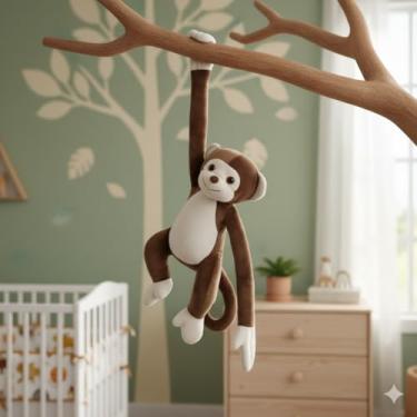 Imagem de Macaco Pendura Tematico Para Festa Feliz De Pelúcia Grande Presente Antialérgico Brinquedo Ideal Igual A Foto Oferta Kawaii Realista Dia Das Crianças Baby Bebe Natal