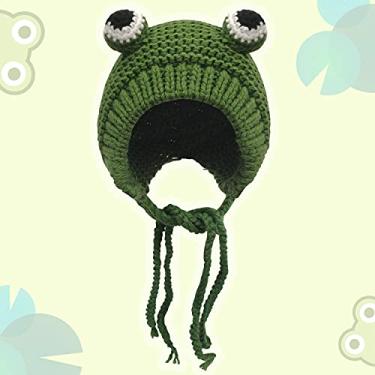 Imagem de Cnorialy Gorro de Sapo Verde 3D Olhos Animados Cute Chapéu Casual Unissex Adulto
