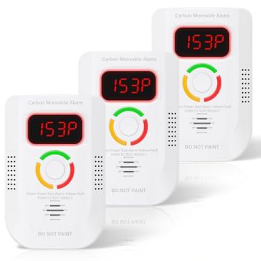 Imagem de Pacote com 3 Detectores de Monóxido de Carbono, Alarme de Monóxido de Carbono Plug-in de Parede, Detector Portátil de Monóxido de Carbono com Display Digital LED, Monitor de Alarme CO com Botão Mudo