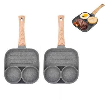 Imagem de 2 Frigideiras Antiaderente Com 2 Buracos para Ovos - Y888