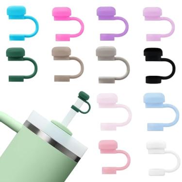 Imagem de GGDECA 12 peças de topo de palha para copo Stanley, tampa de cobertura de palha de silicone de 10 mm para copos Stanley 30 1,134 g, acessórios de tampa reutilizáveis