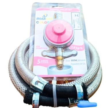 Imagem de Regulador registro Gás rose Elite 1kg/h Inmetro cozinha fogão forno cooktop mangueira malha aço 4 metros