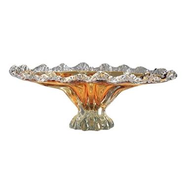 Imagem de URGDWEKJY Tigela de frutas, bancada, cesta de frutas, placa de frutas esmaltada, design ondulado, prato de frutas de grande capacidade, sala de estar, mesa de centro, bandeja de armazenamento de doces