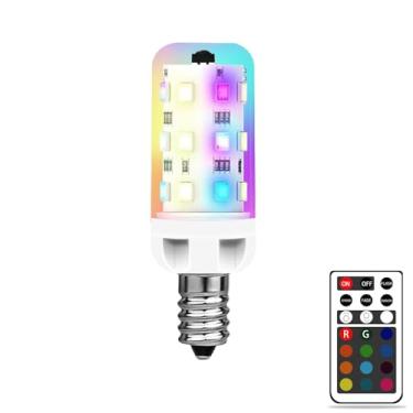 Imagem de XRise Lâmpada LED E12 de 2,5 W regulável RGB + mudança de cor branca com controle remoto equivalente a lâmpadas LED de base E12 de halogênio de 25 W 6000K 250 LM, sem cintilação, 1 pacote