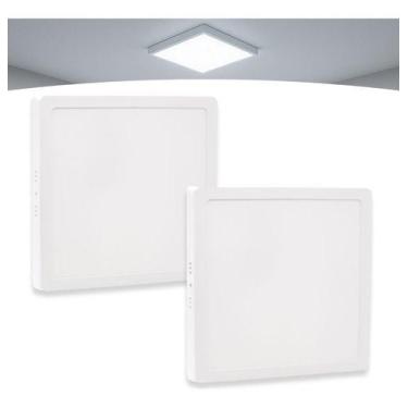Imagem de Kit 2 Painel Plafon Sobrepor Led 25w Quadrado Branco Frio - OUROLUX