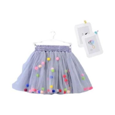 Imagem de Saia Tutu Infantil de Tule com Pompom - Vestido de Princesa para Menin
