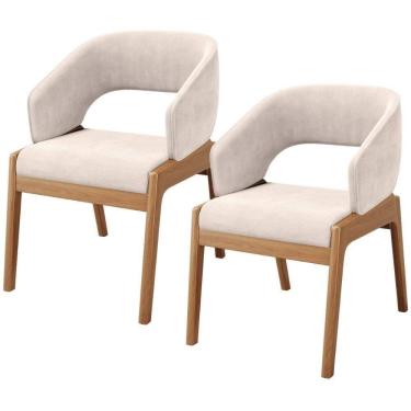 Imagem de Kit 02 Cadeiras De Jantar E Estar Living Estofada Lince L02 Suede Bege - Lyam Decor