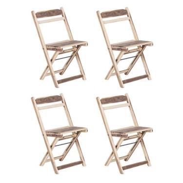 Imagem de Kit 4 Cadeiras Dobrável Em Madeira Maciça Ypê Conforto E Estilo Para Uso Externo Natural