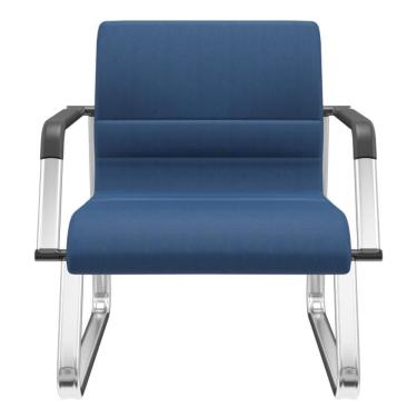 Imagem de Cadeira De Escritório Recepção Com Braço Fixa Cromada Lev P03 Crepe Azul - Lyam Decor