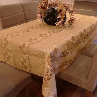Imagem de Toalha de Mesa de Linhão Elegante e Durável - 4 6 ou 8 Lugares Tecido Sofisticado e Resistente (Pétala Branca,8 Lugares)