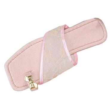 Imagem de Chinelos femininos elegantes de malha para usar sozinho, sapatos rasos casuais de verão com salto de 2 cm combinando saias e roupas, rosa, 35