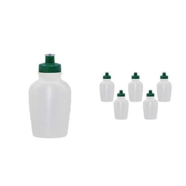 Imagem de Kit 6 Cantis 500Ml Tampa Fibra Madeira Verde - Bb Store