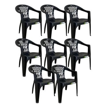 Imagem de Kit 8 Cadeiras de Plastico com Braco Duo Bella Duoplastic Empilhaveis