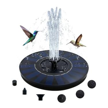 Imagem de OUISJYER Bomba solar para fonte de banho de pássaros, fonte de água alimentada por energia solar de 18 cm D com 5 bicos, bomba com painel de 9V/2W, caixa de filtro removível para banho de pássaros