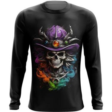 Imagem de Camiseta Manga Longa Mago Caveira Trevas Magia 12 - Kasubeck Store®, B