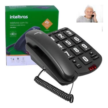 Imagem de Telefone Fixo Intelbras Tok Fácil para Comunicação Residencial e Empresarial com 10 Memórias, 3 Memórias Rápidas, Ajuste