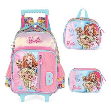 Imagem de Kit Mochila Rodinhas Infantil Meninas Original Barbie, Rosa