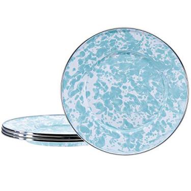 Imagem de Golden Rabbit Pratos de sanduíche esmaltados, 21,6 cm, copo marinho, conjunto de 4