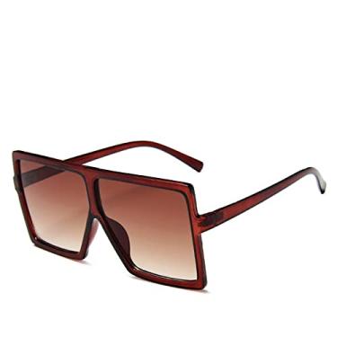 Imagem de Óculos de sol quadrados femininos superdimensionados e luxuosos moda luxo personalidade gradiente leopardo uv400, marrom, china